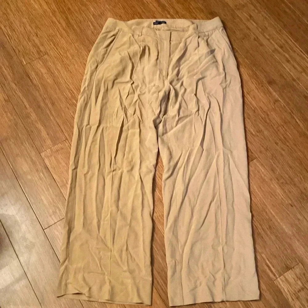 Eileen Fisher women’s wide leg brown pants - belt loops - size 12